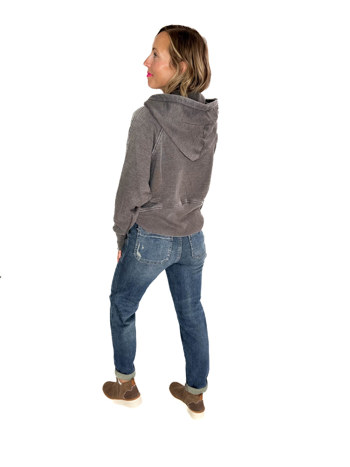 Ashleah 1/2 Zip Pullover Hoodie- ASH BLACK