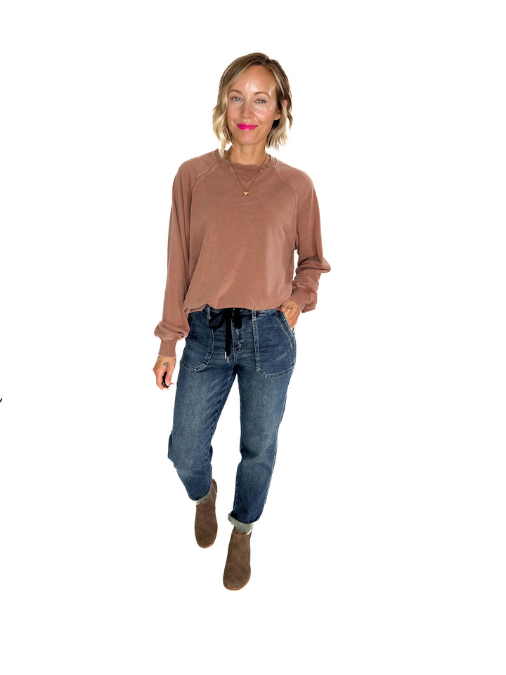 Aria Washed Pullover- CHESNUT