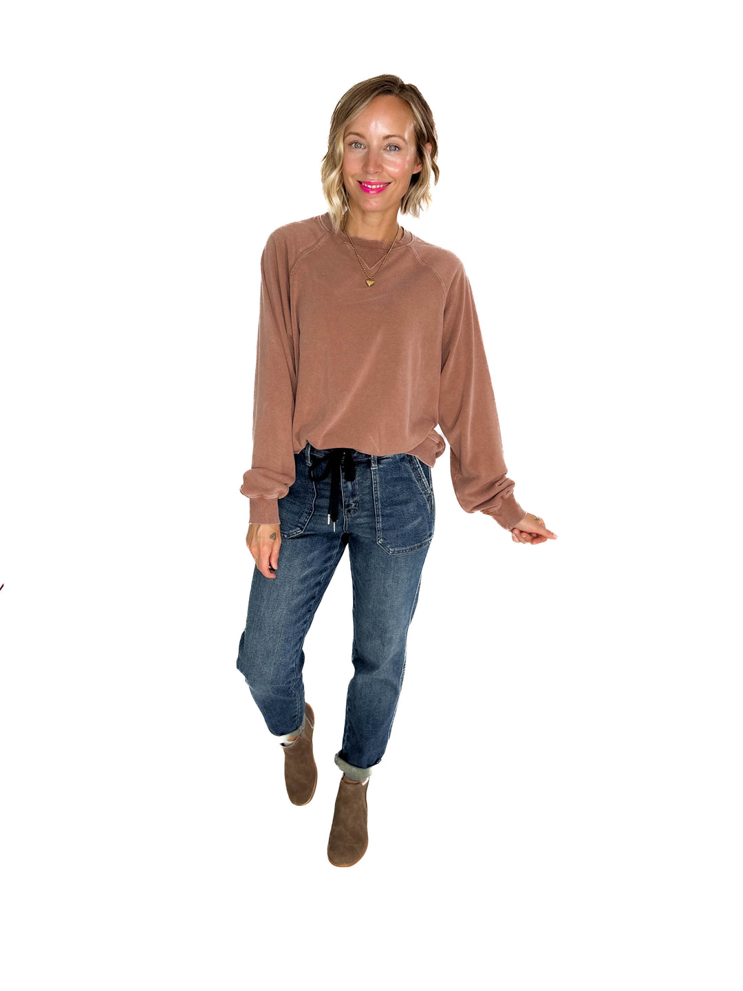 Aria Washed Pullover- CHESNUT