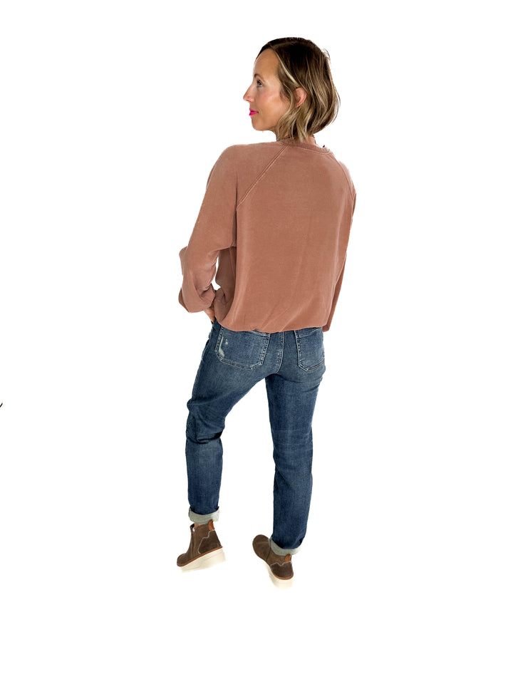 Aria Washed Pullover- CHESNUT