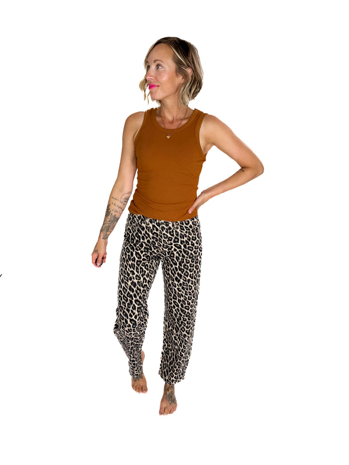 VERVET Morgen High Rise Barrel Jean- LEOPARD