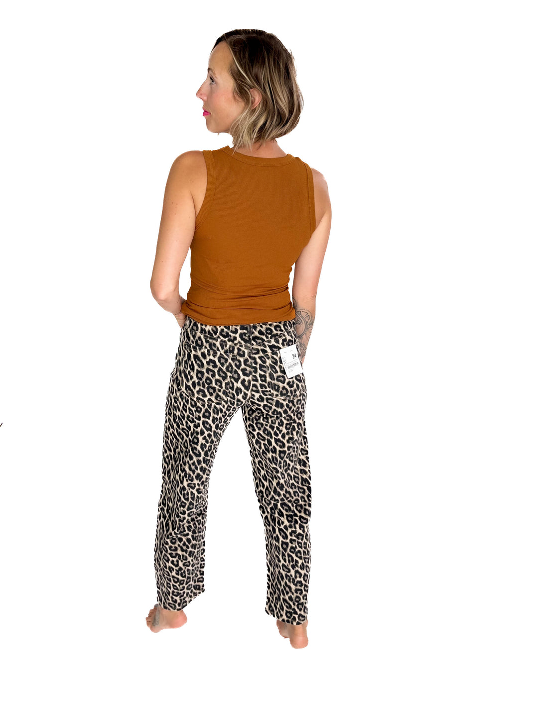 VERVET Morgen High Rise Barrel Jean- LEOPARD