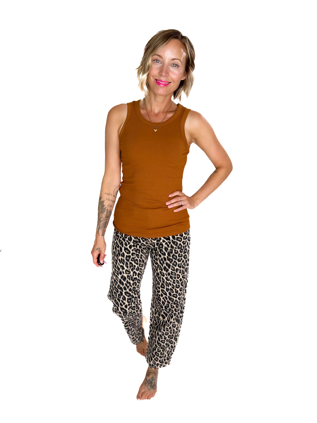 MONO B Kyrie Essential Ribbed Tank- BURNT AMBER