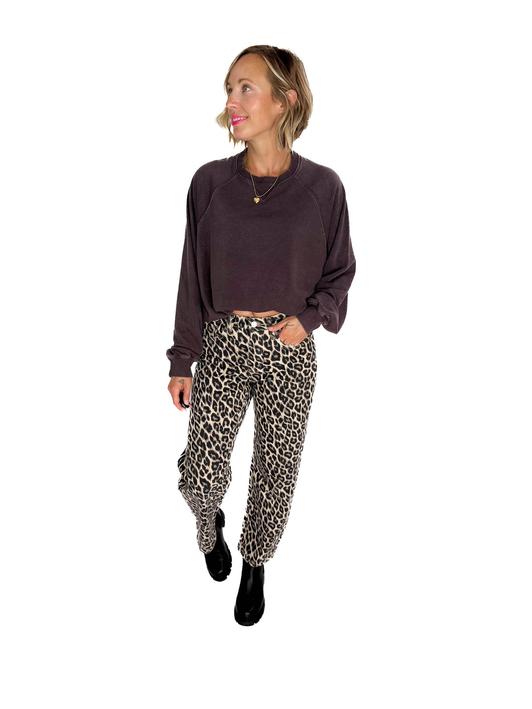 VERVET Morgen High Rise Barrel Jean- LEOPARD