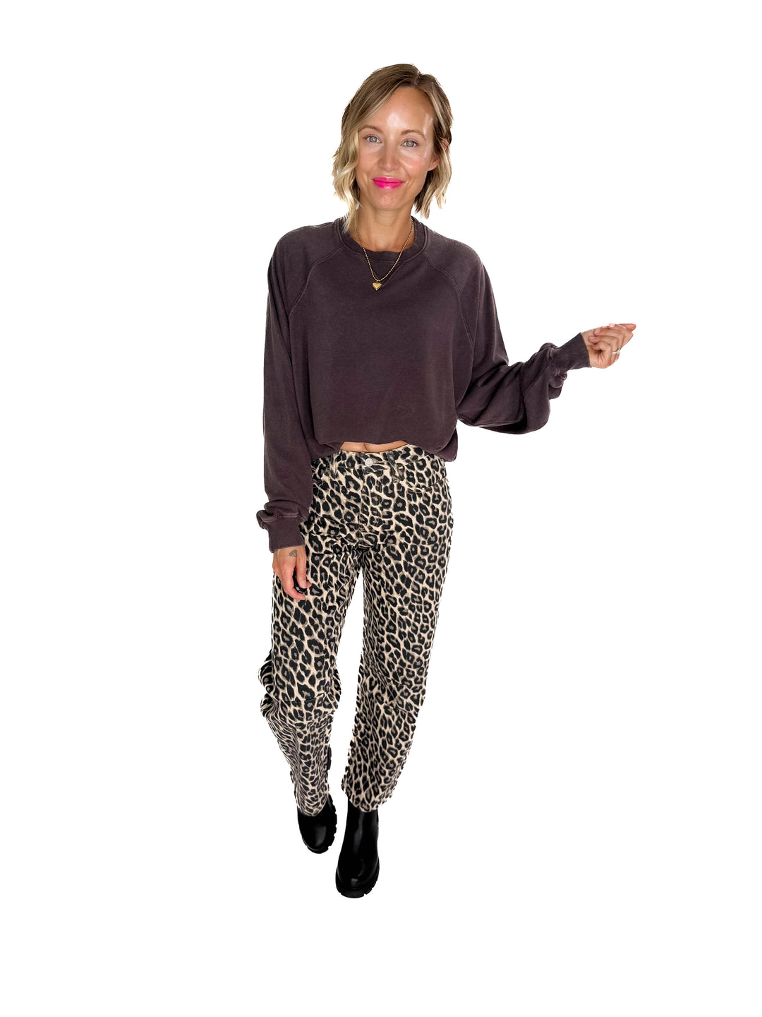 VERVET Morgen High Rise Barrel Jean- LEOPARD