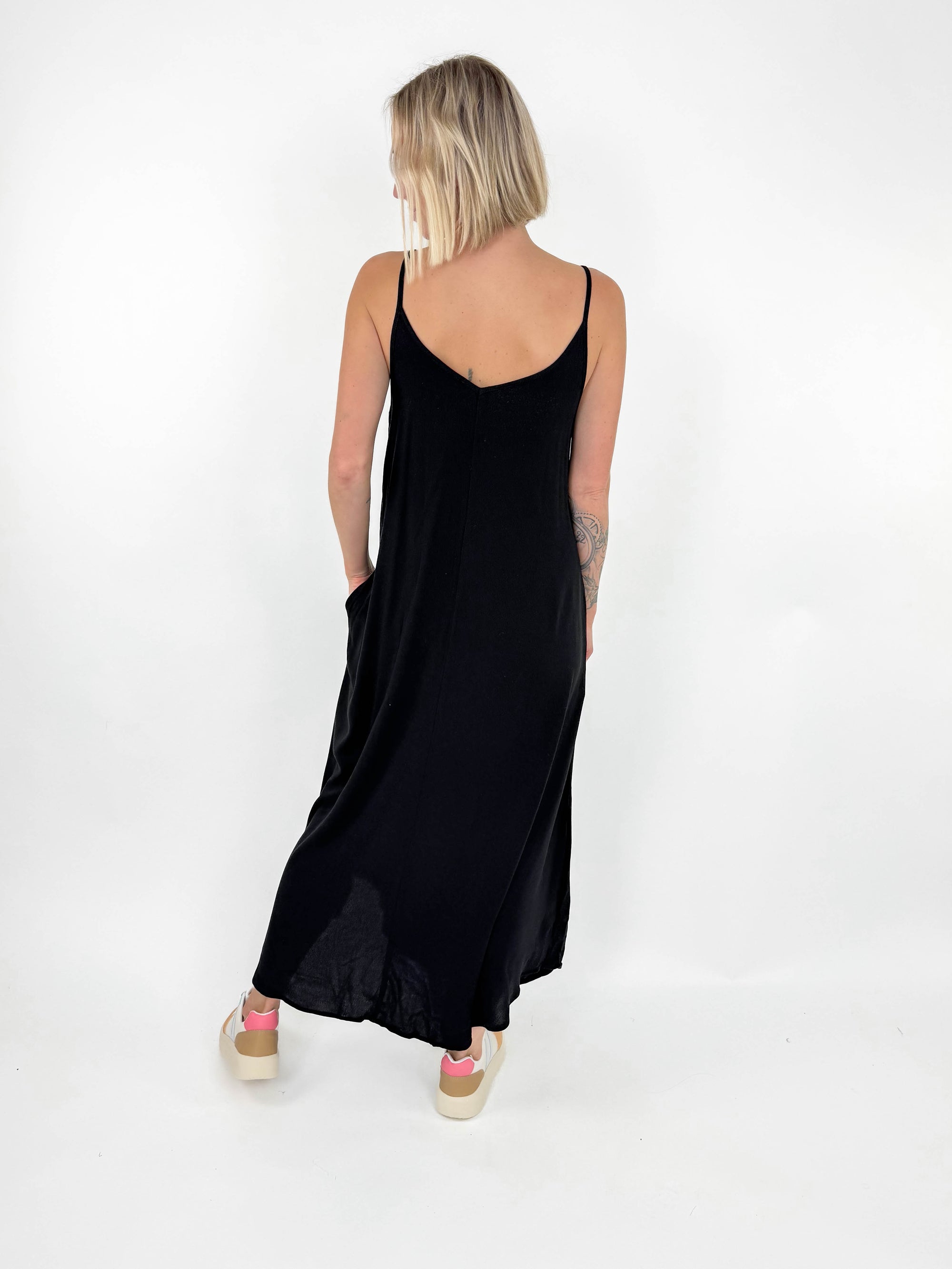 Coastal Woven Maxi Dress- BLACK