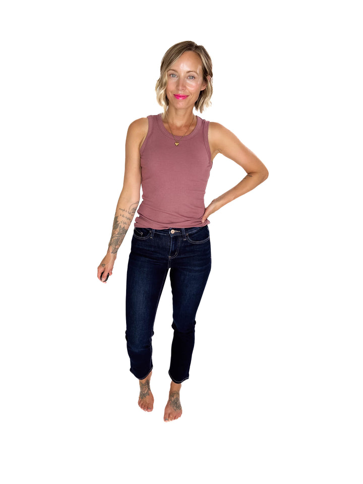 MONO B Kyrie Essential Ribbed Tank- ROSE TAUPE