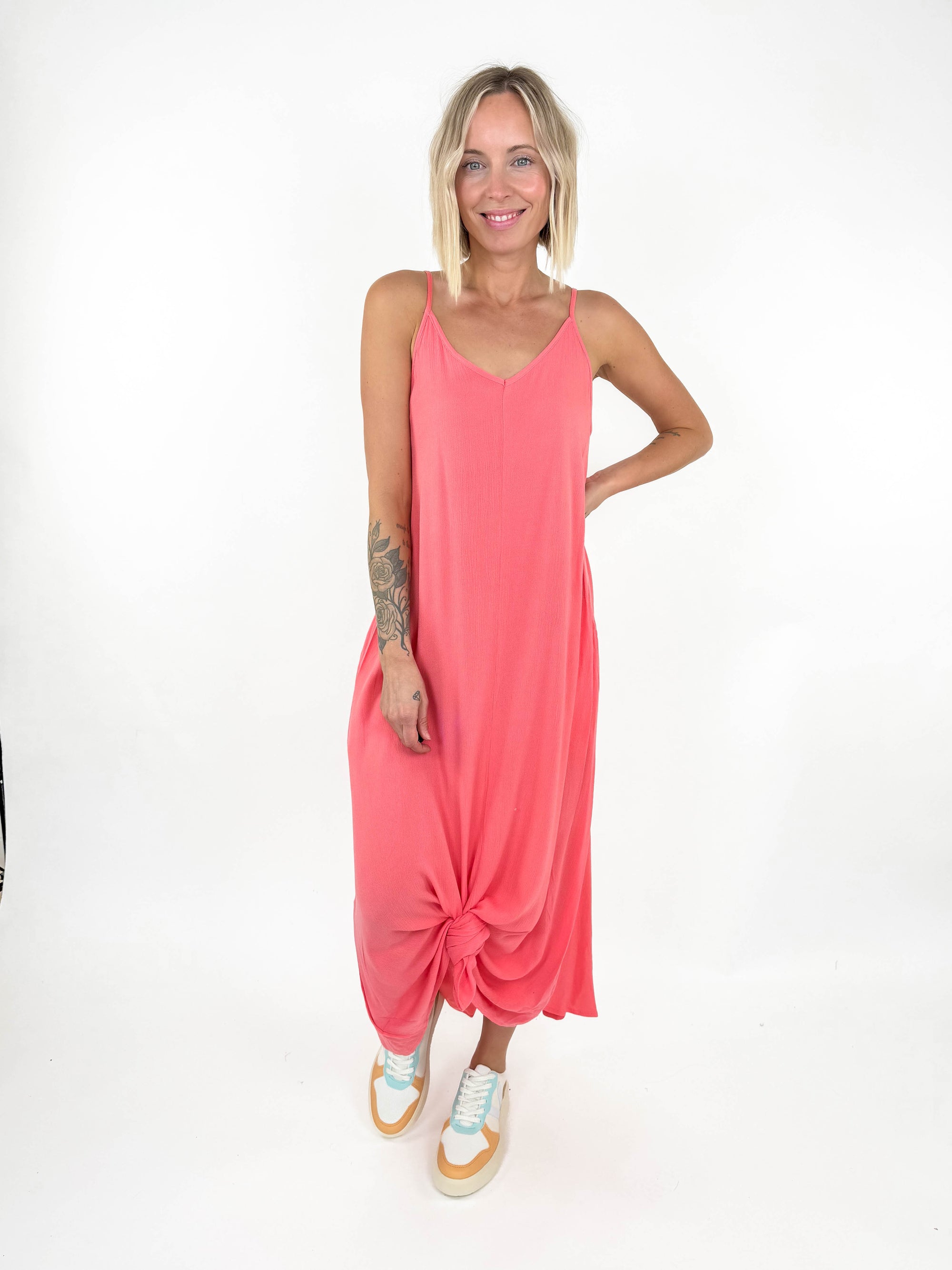 Coastal Woven Maxi Dress- CORAL ROSE