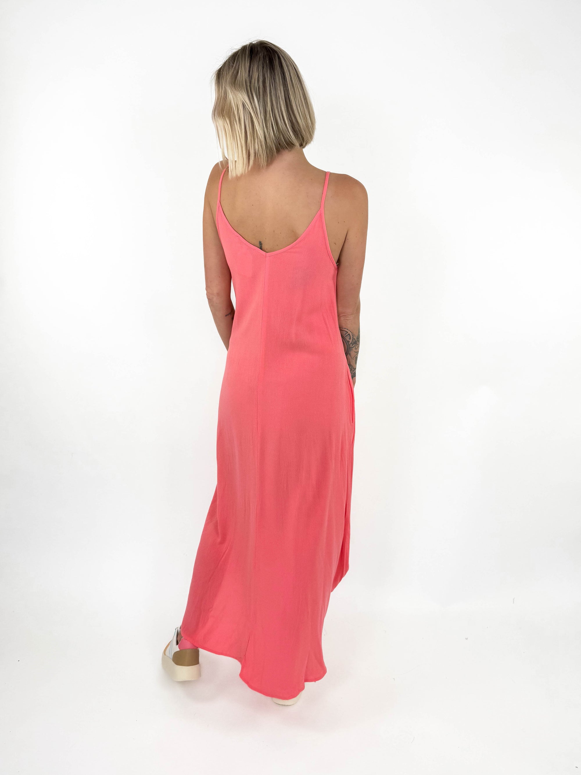 Coastal Woven Maxi Dress- CORAL ROSE