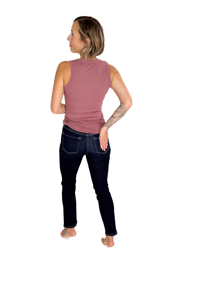 MONO B Kyrie Essential Ribbed Tank- ROSE TAUPE