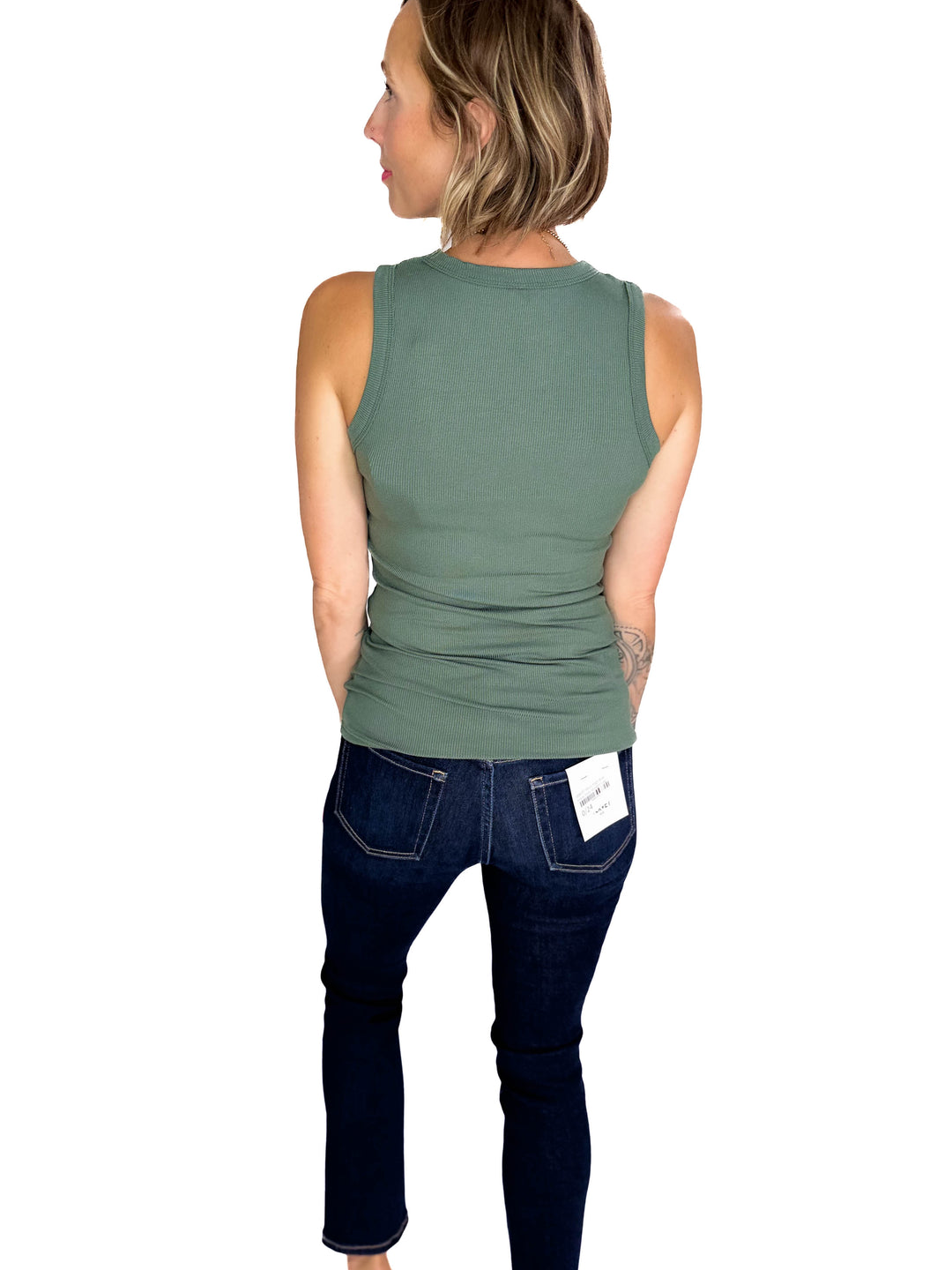 MONO B Kyrie Essential Ribbed Tank- SILKY PINE