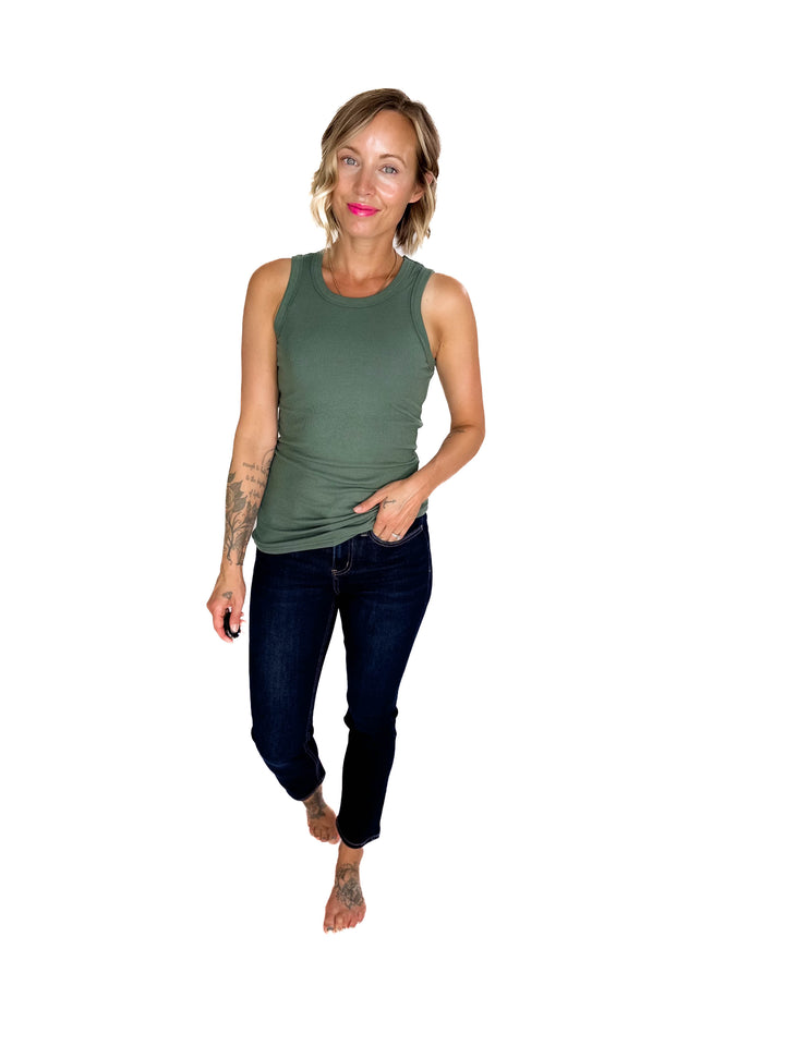 MONO B Kyrie Essential Ribbed Tank- SILKY PINE