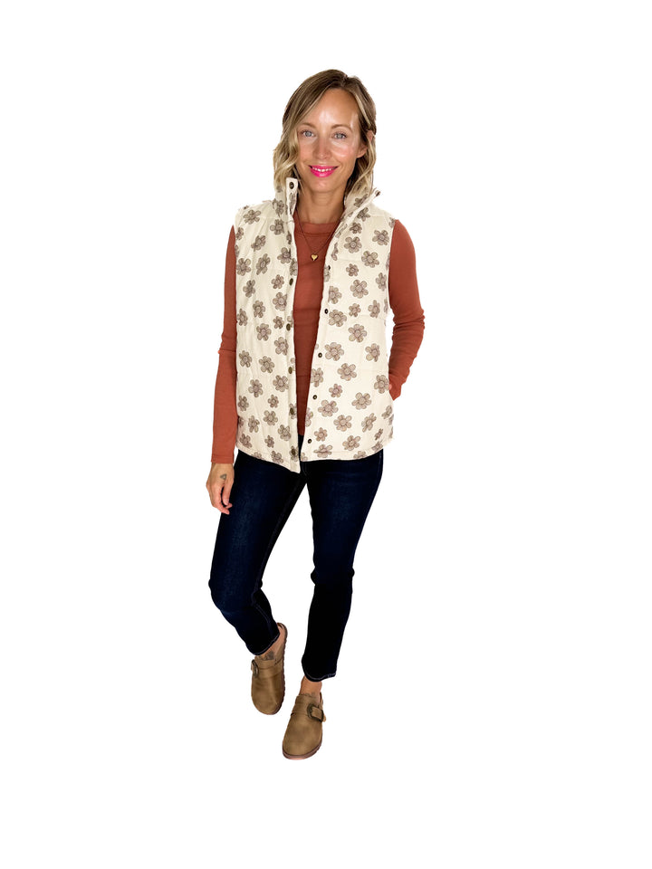 Noah Florah Padded Vest- ECRU