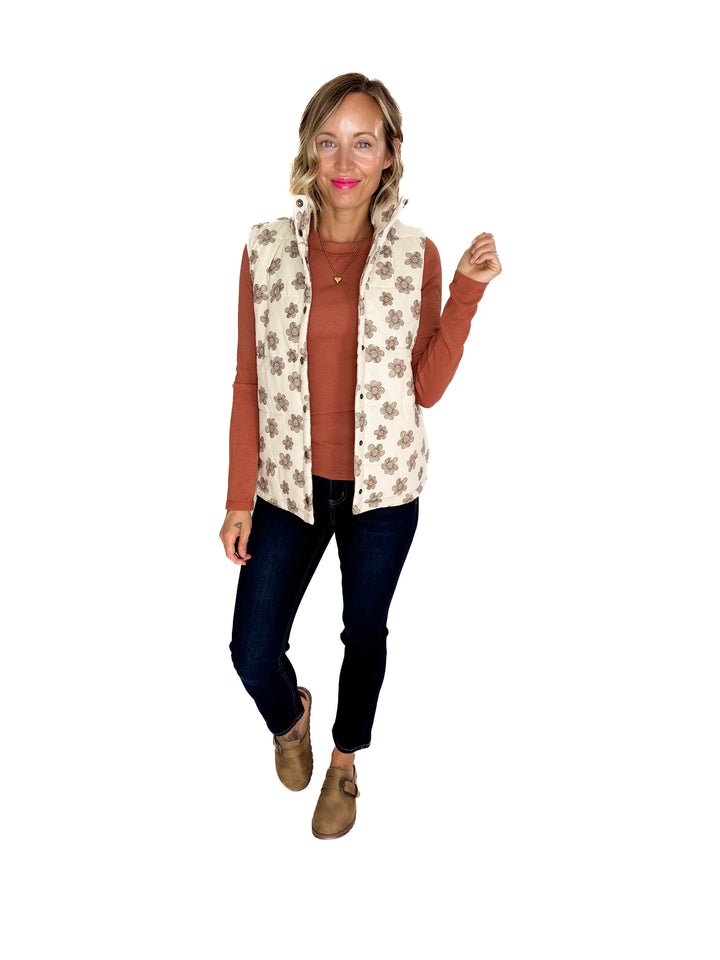 Noah Florah Padded Vest- ECRU