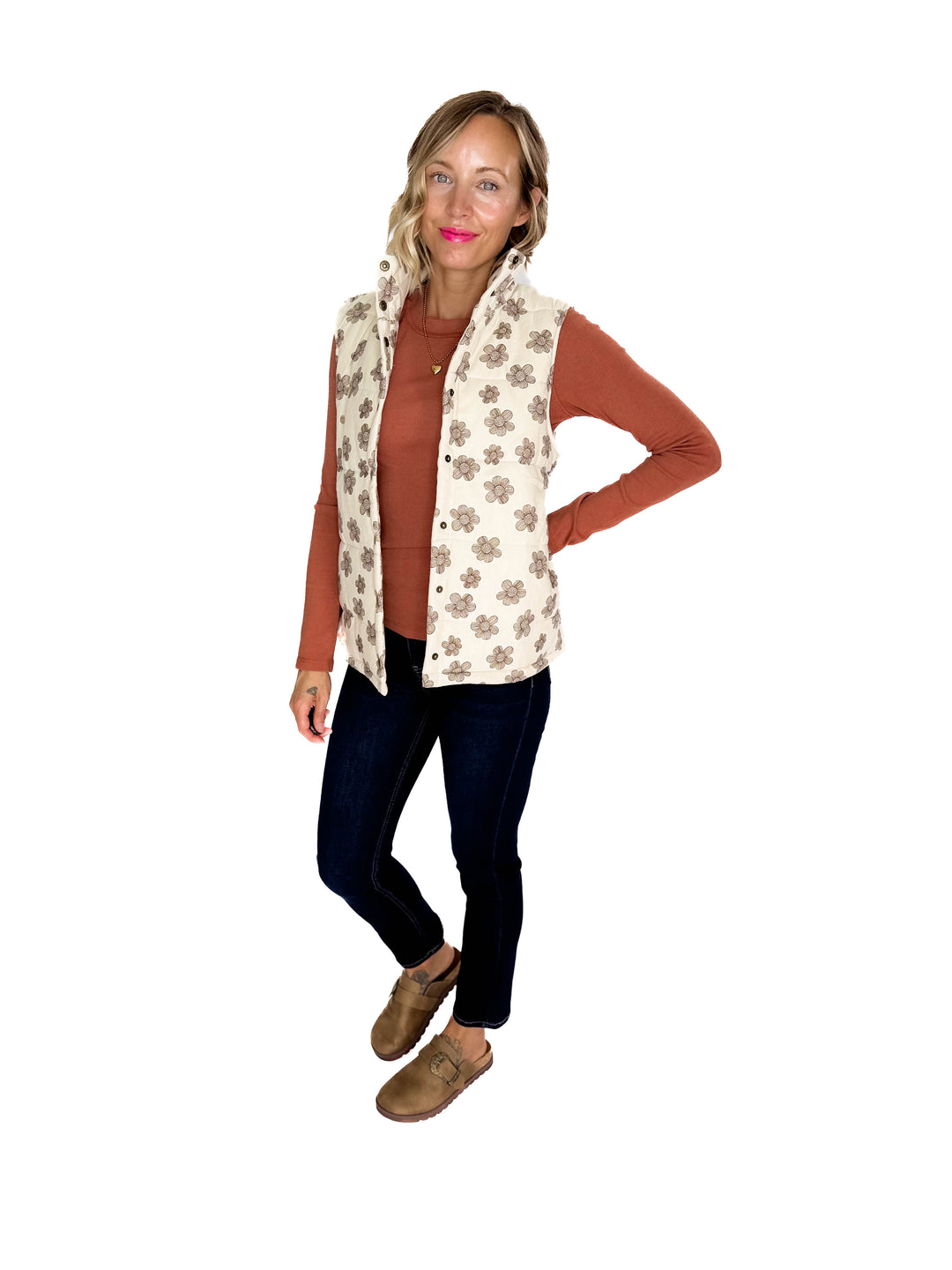 Noah Florah Padded Vest- ECRU