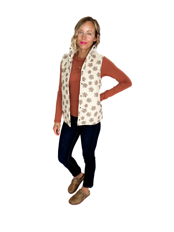 Noah Florah Padded Vest- ECRU