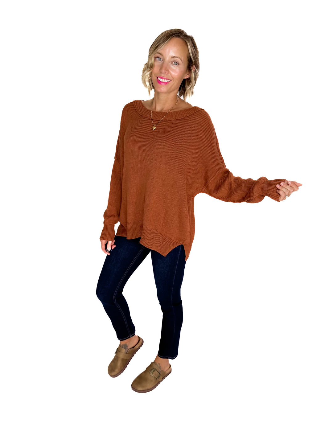 Ever Oversized Cotton Exposed Seam Sweater- CAMEL
