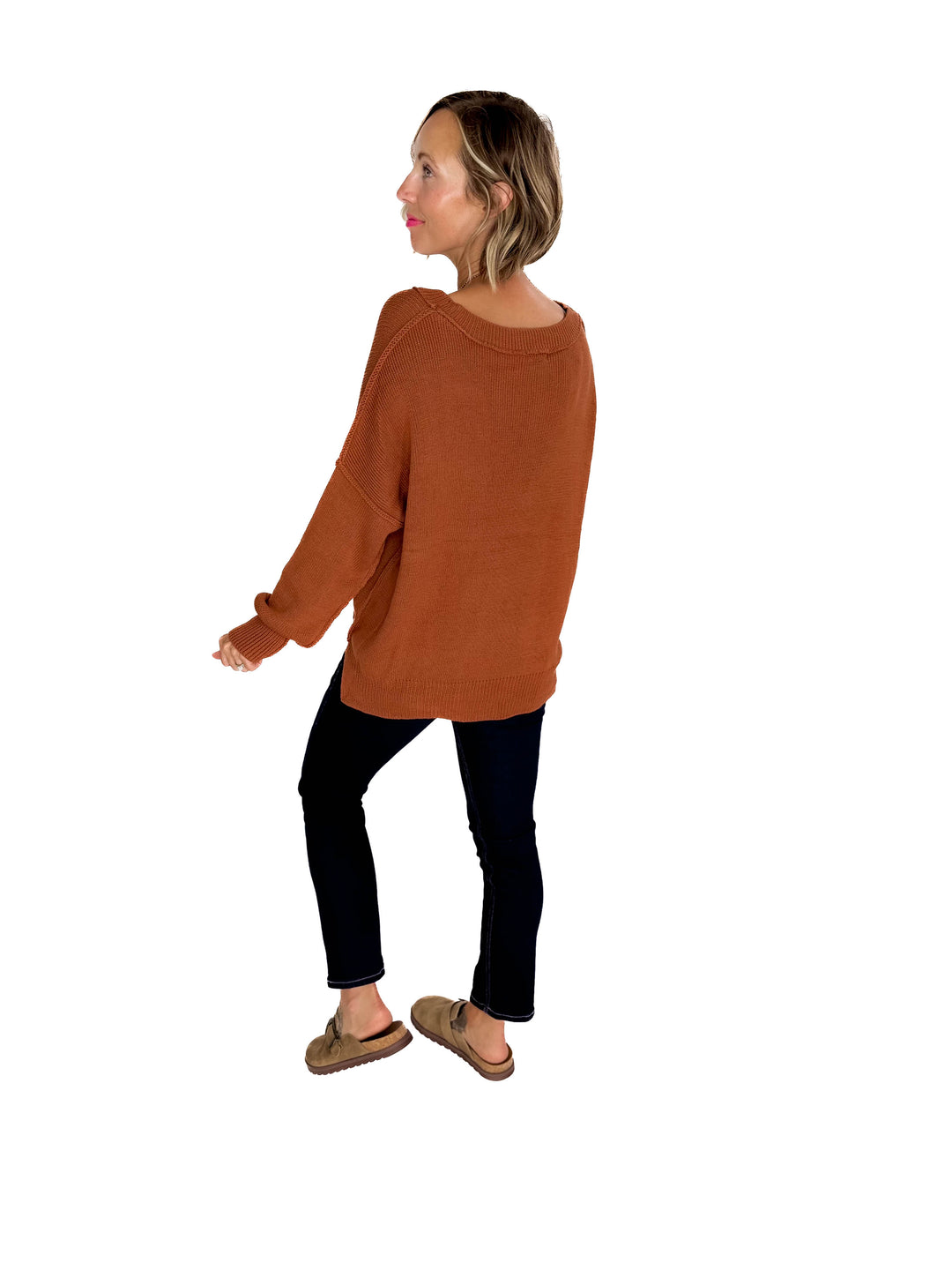 Ever Oversized Cotton Exposed Seam Sweater- CAMEL