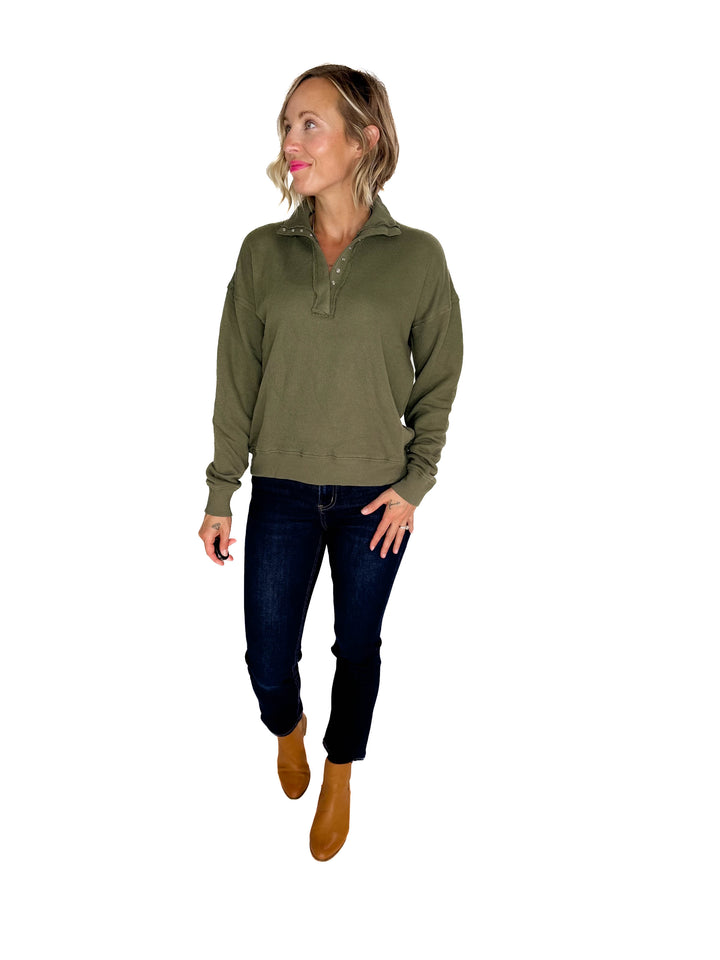 Jacob Mock Neck Pullover- DARK GREEN
