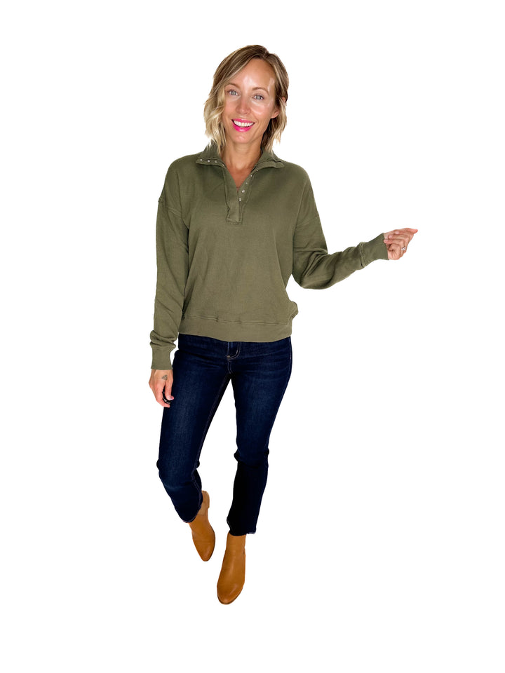 Jacob Mock Neck Pullover- DARK GREEN