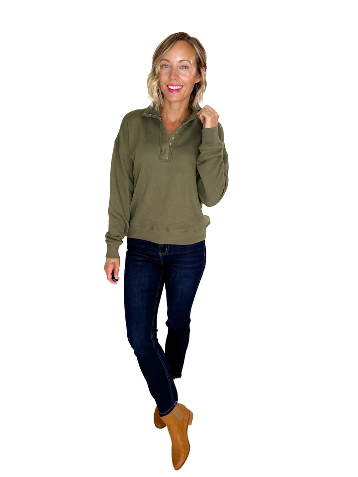 Jacob Mock Neck Pullover- DARK GREEN