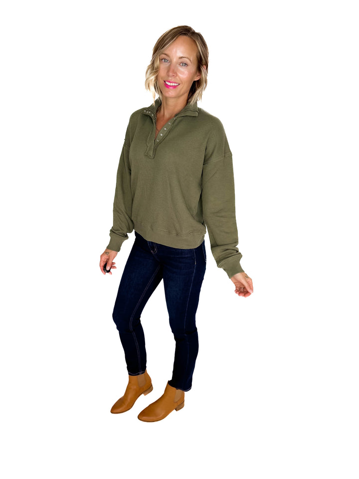 Jacob Mock Neck Pullover- DARK GREEN
