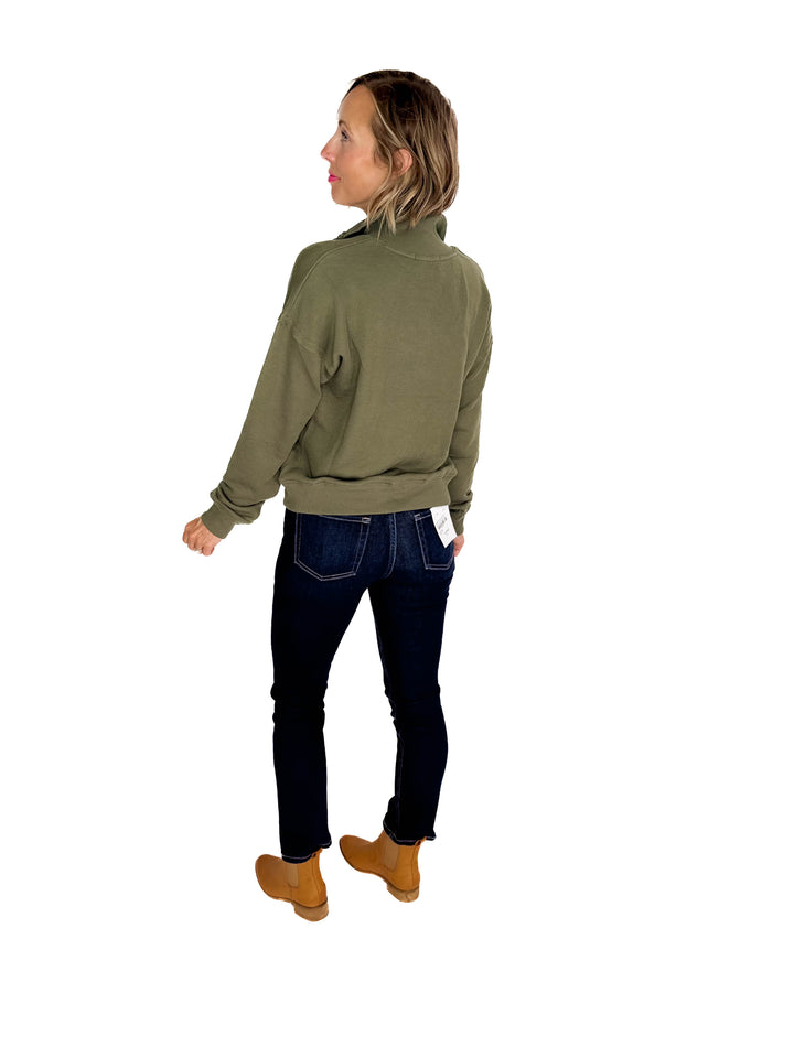 Jacob Mock Neck Pullover- DARK GREEN