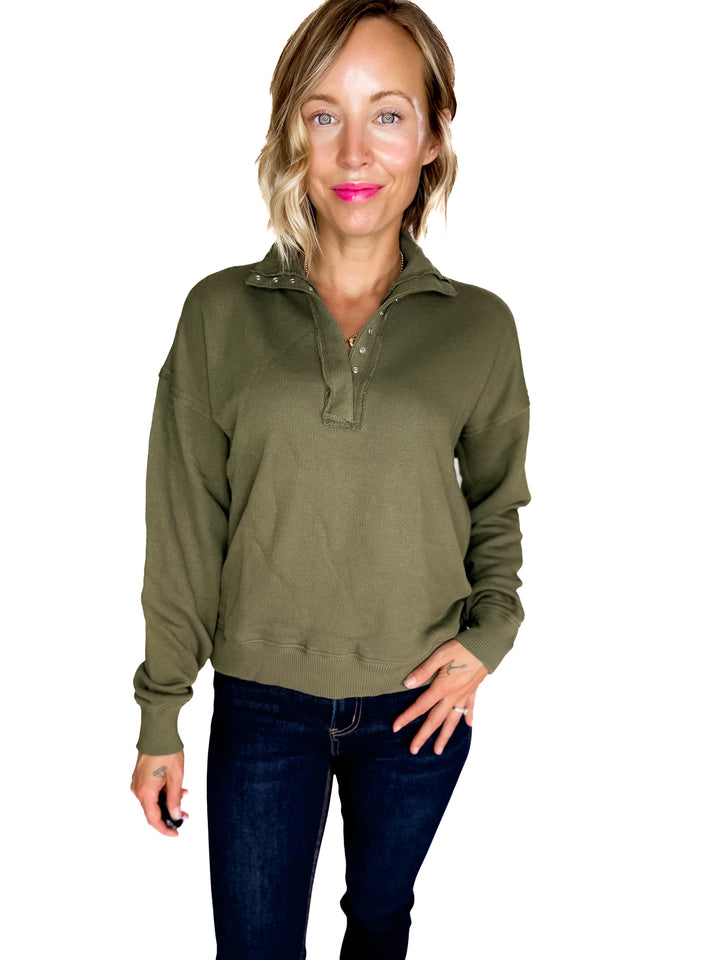 Jacob Mock Neck Pullover- DARK GREEN