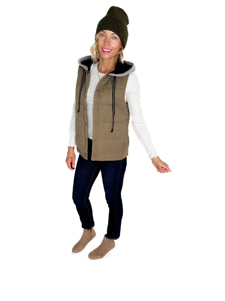 Levi Puffer Vest- OLIVE