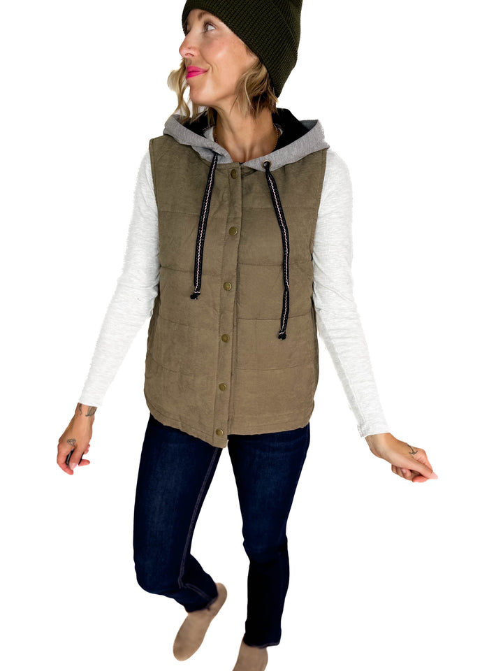 Levi Puffer Vest- OLIVE