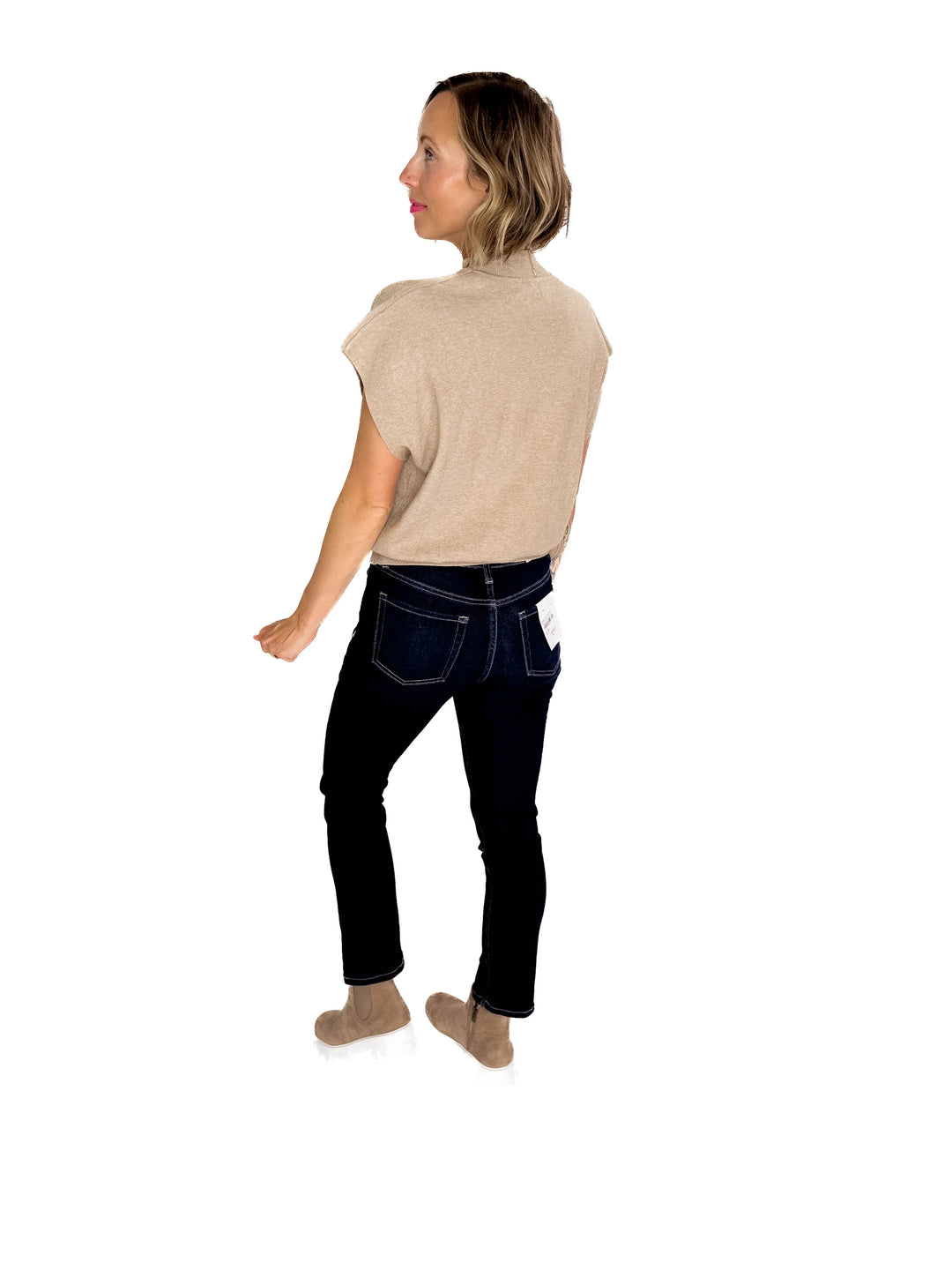 Scarlett Mock Neck Sweater Top- OATMEAL