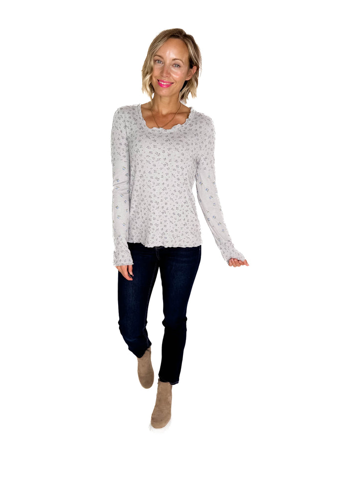 Filly Floral Long Sleeve- HTHR GREY
