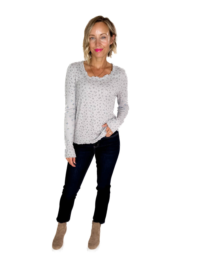 Filly Floral Long Sleeve- HTHR GREY