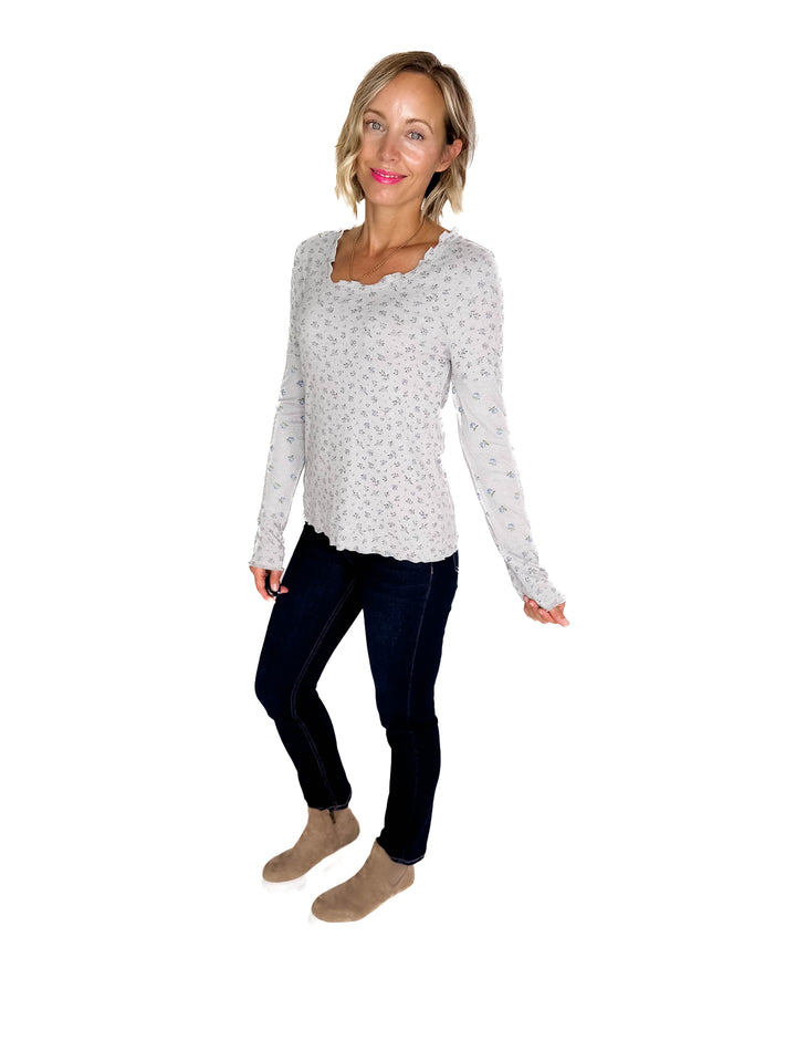 Filly Floral Long Sleeve- HTHR GREY