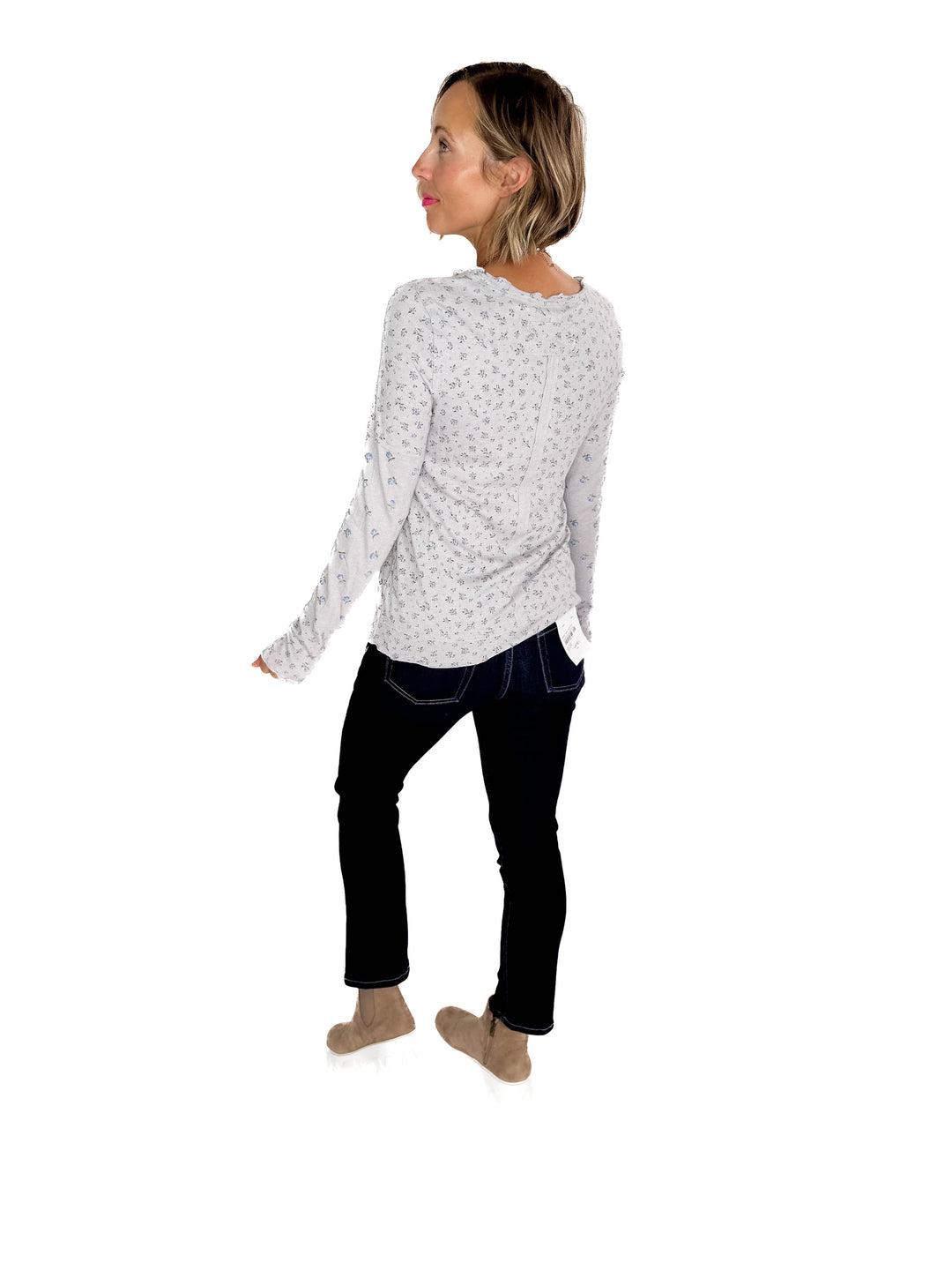 Filly Floral Long Sleeve- HTHR GREY