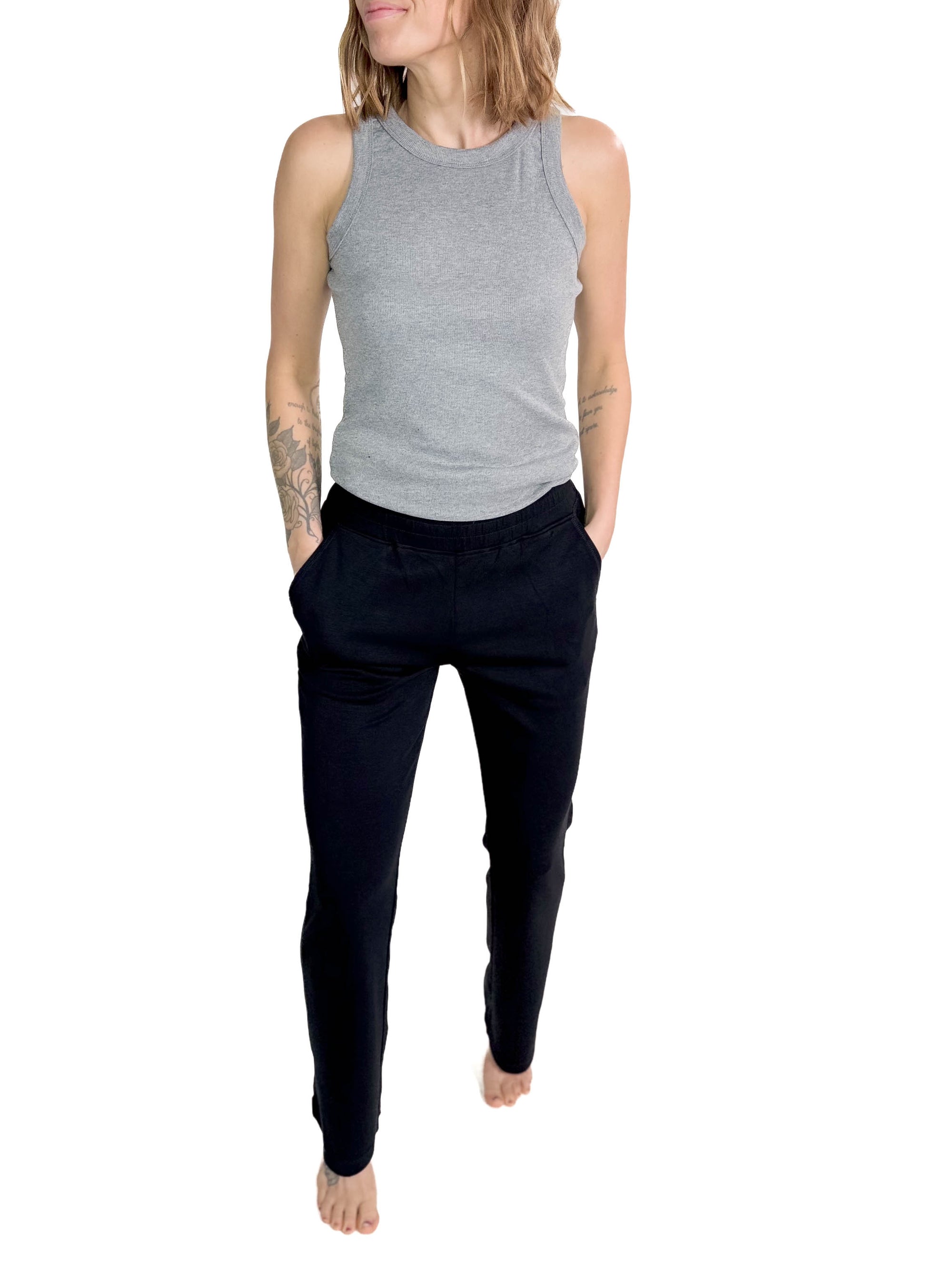 MONO B Sprinter Modal Straight Leg Pant- BLACK-FINAL SALE