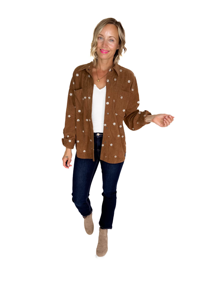 Theo Corduroy Embroidered Shacket