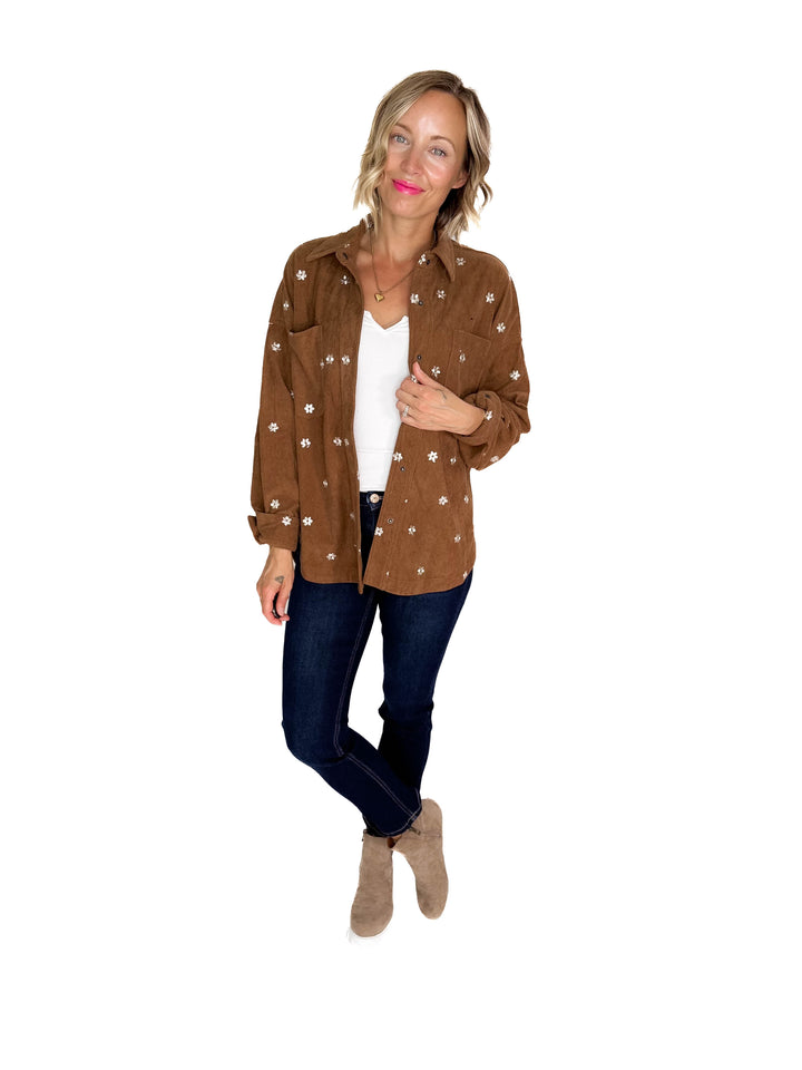 Theo Corduroy Embroidered Shacket