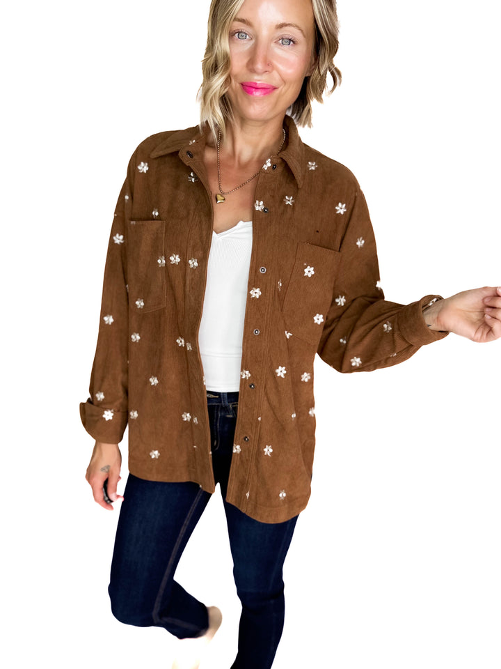 Theo Corduroy Embroidered Shacket