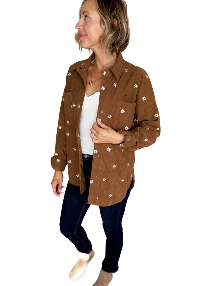 Theo Corduroy Embroidered Shacket