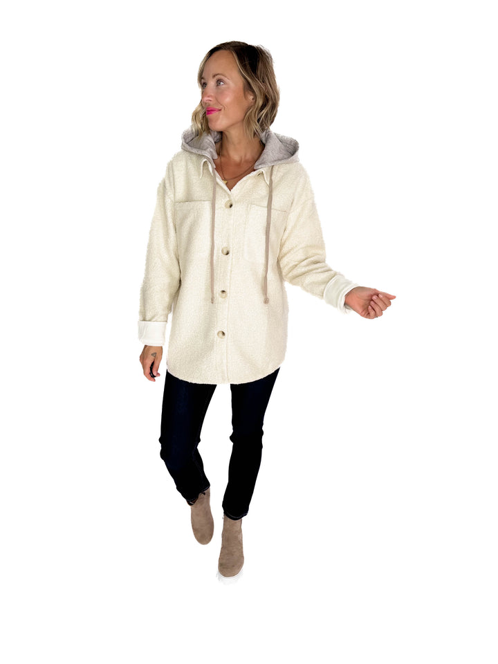 Koltyn Boucle Hooded Shacket- OAT