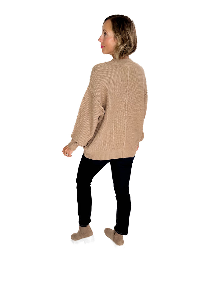 Annabeth Button Down Cardigan- DARK TAUPE