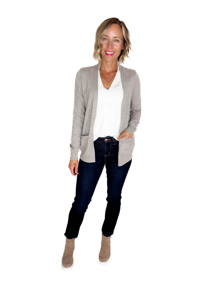 Lou Layered 2Fer Cardigan- HTHR GREY