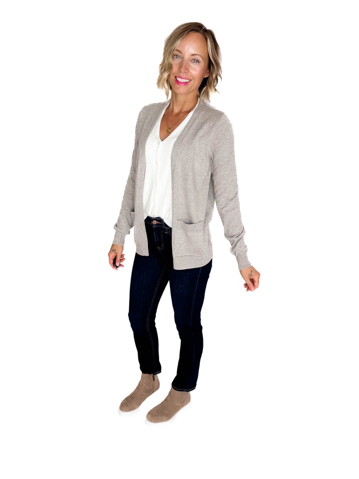 Lou Layered 2Fer Cardigan- HTHR GREY