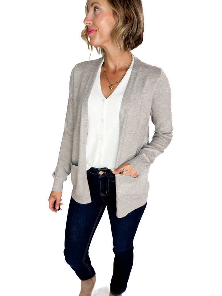 Lou Layered 2Fer Cardigan- HTHR GREY