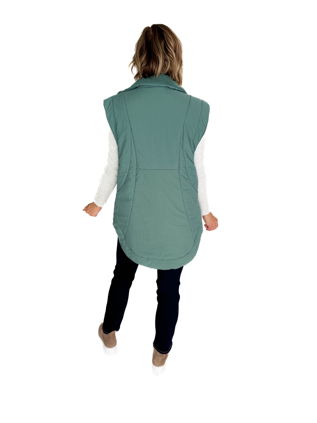 MONO B Summit Fleece Lined Vest- SILKY PINE