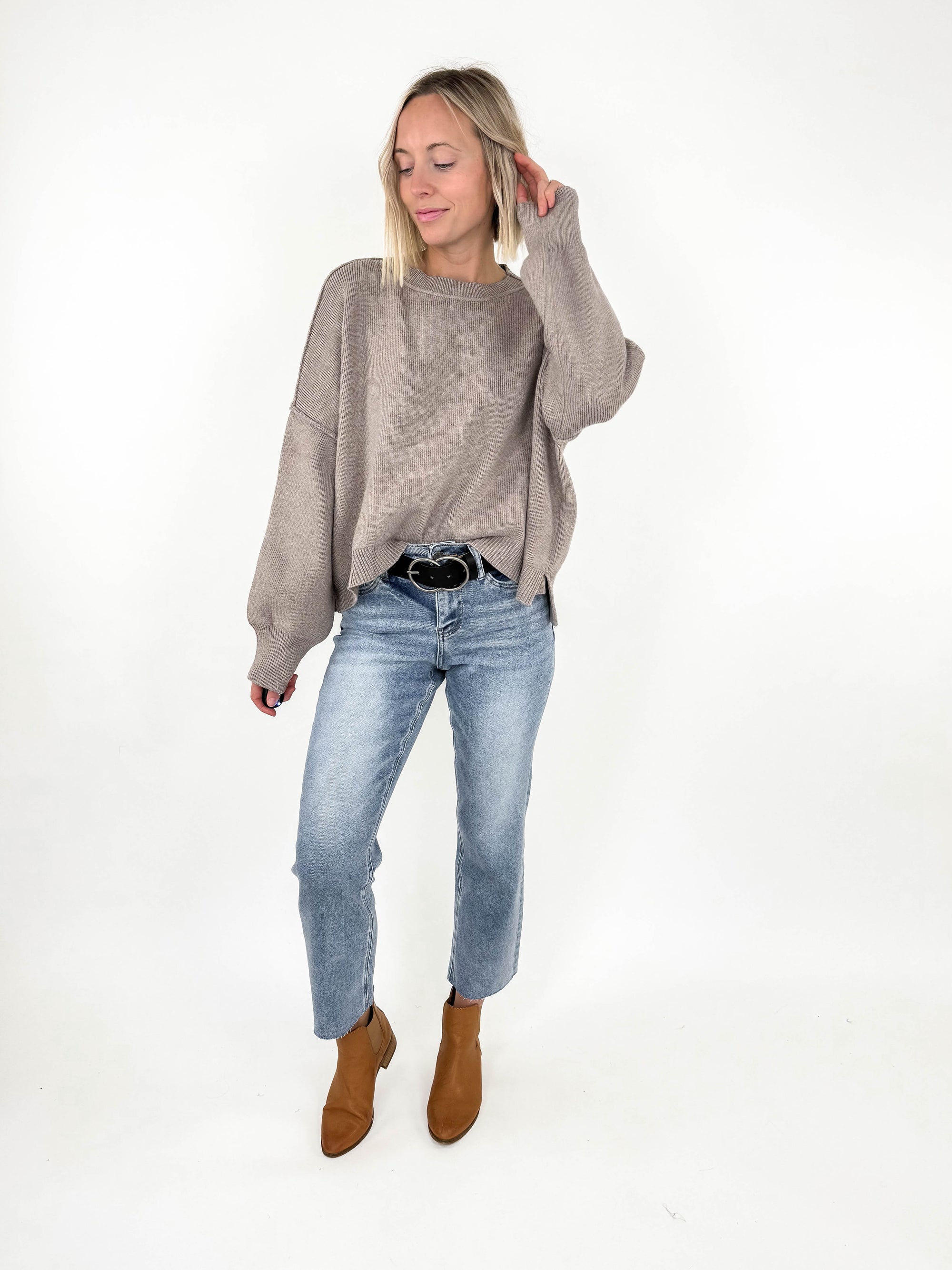 Sandee Sweater- STONE-FINAL SALE