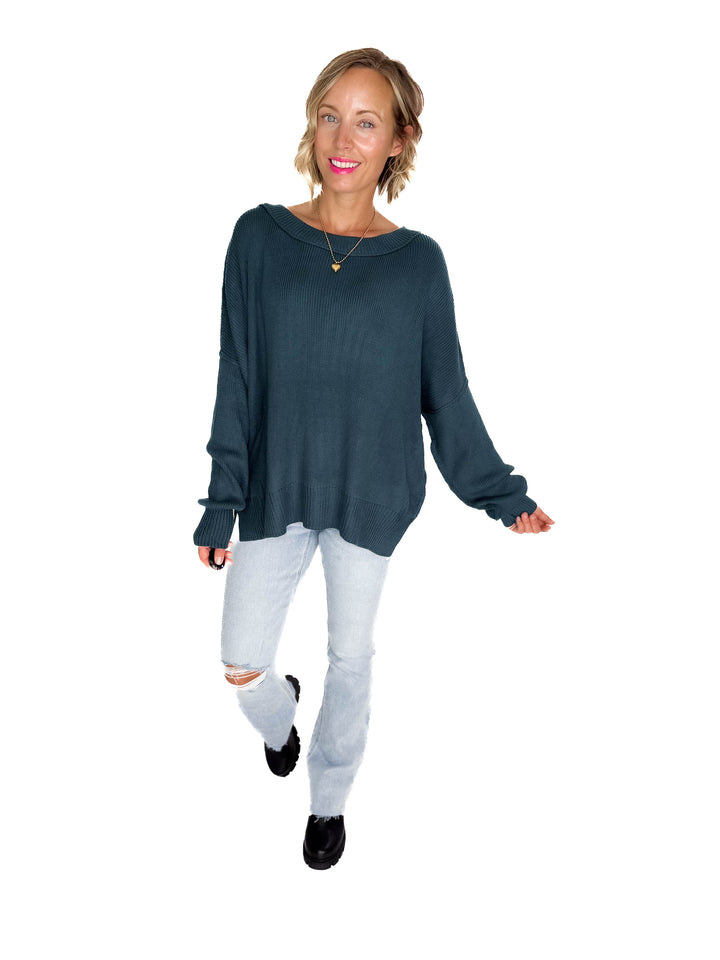 Ever Oversized Cotton Exposed Seam Sweater- INDIGO