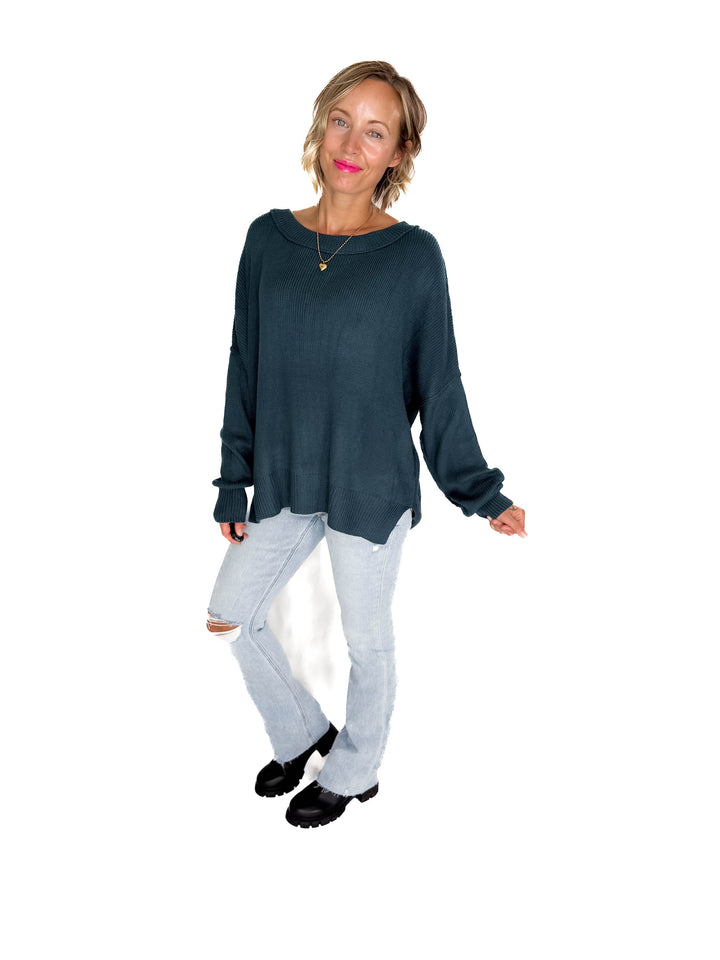 Ever Oversized Cotton Exposed Seam Sweater- INDIGO
