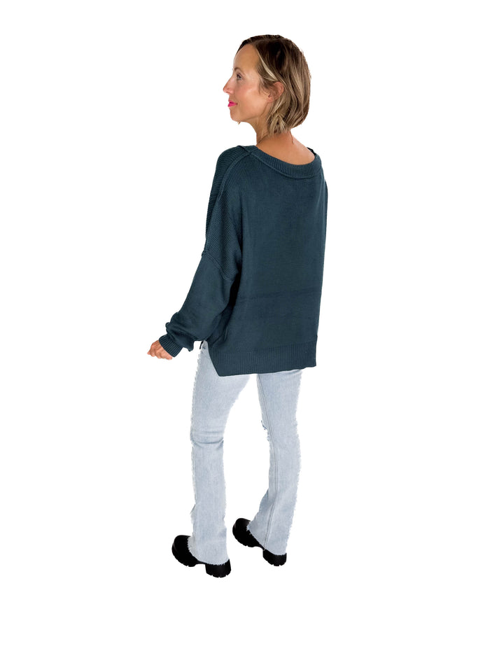 Ever Oversized Cotton Exposed Seam Sweater- INDIGO